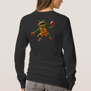 T-shirt Basketball Frog femmes noir col long manches longu