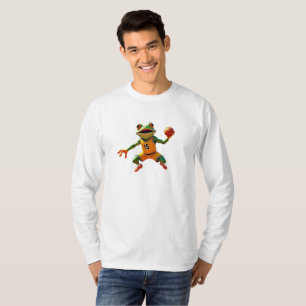 T-shirt Basketball Frog hommes blanc manches longues T-shi