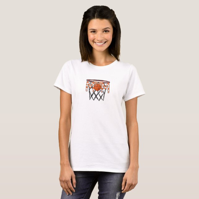 T-shirt Basketball Maman Hoop Orange Polka Dot Personnalis (Devant entier)