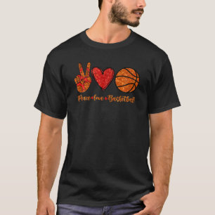 T-shirt Basketball Mom Leopard Peace Love Basketball Mothe
