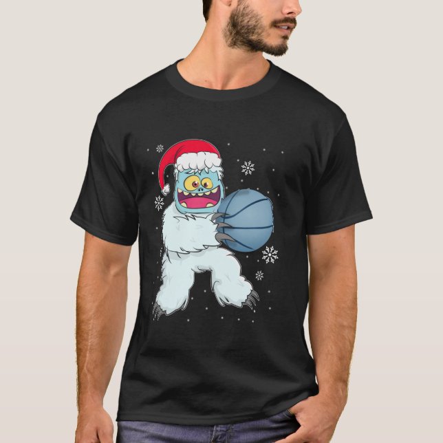 T-shirt Basketball Player Yeti Abominable Snowman Christma (Devant)