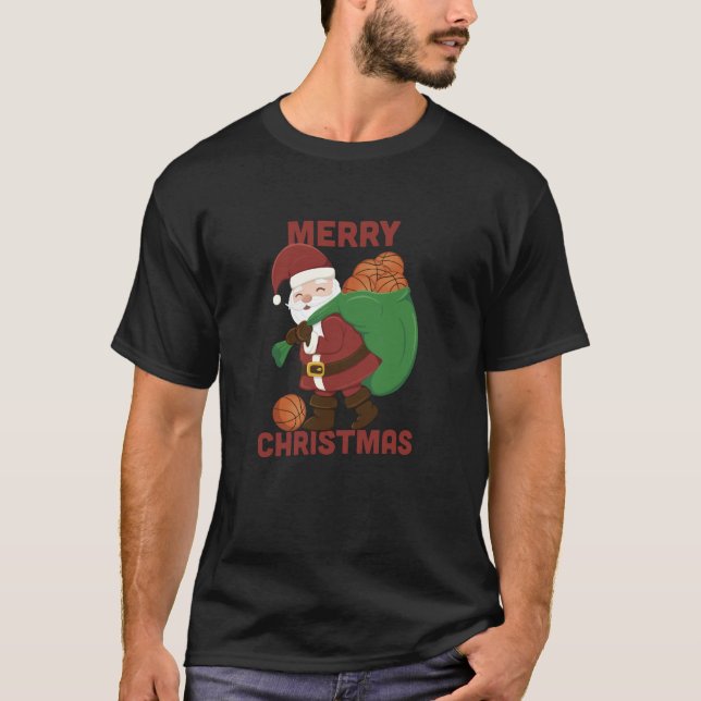 T-shirt Basketball Sport Père Noël Joyeux Noël (Devant)