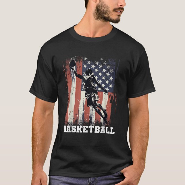 T-shirt Basketball Support Team Flag USA Hoops Dream A (Devant)