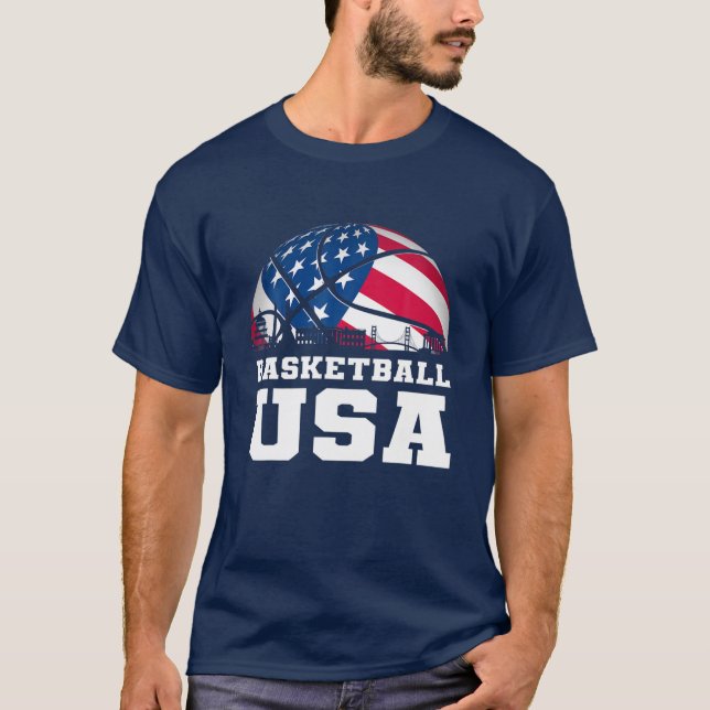 T-shirt Basketball USA Support L'Équipe T USA Drapeau Drea (Devant)