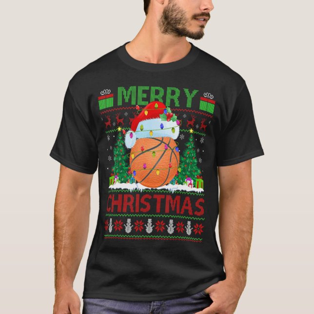 T-shirt Basketball   Xmas Tree Ugly Santa Basketball Chris (Devant)