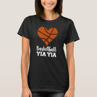 T-shirt Basketball Yia Yia Basketball Heart Grandma YiaYia