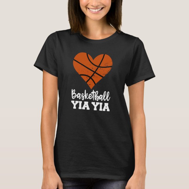 T-shirt Basketball Yia Yia Basketball Heart Grandma YiaYia (Devant)