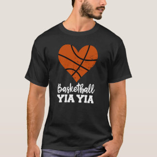 T-shirt Basketball Yia Yia Basketball Heart Grandma YiaYia