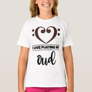 T-shirt Bass Clef Coeur Aimer Jouer Oud