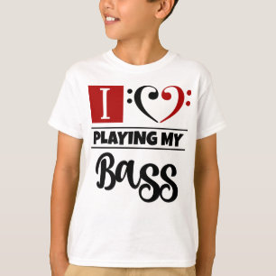 T-shirt Bass Clef Coeur J'Aime Jouer Ma Basse