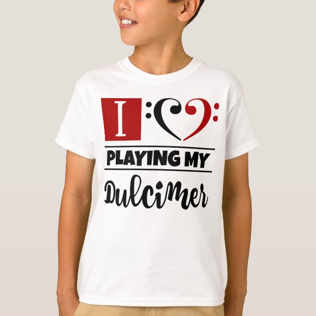 T-shirt Bass Clef Coeur J'Aime Jouer Mon Dulcimer (Devant)