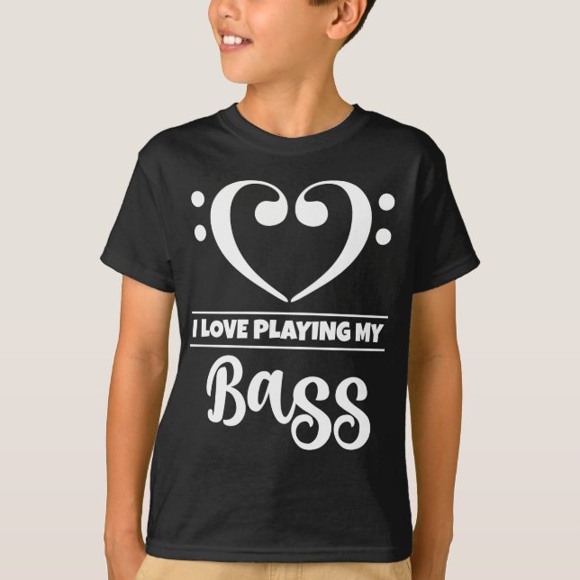 T-shirt Bass Clef Heart Lot Jouer Basse (Devant)