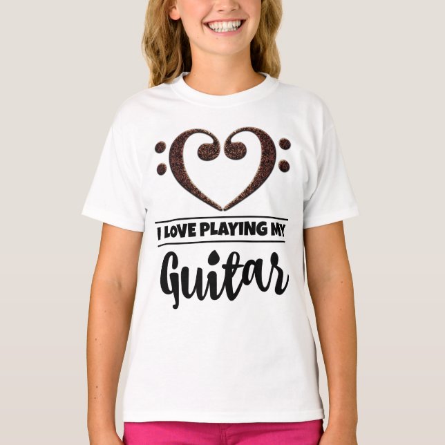 T-shirt Bass Clef Heart Lot Jouer de la guitare (Devant)