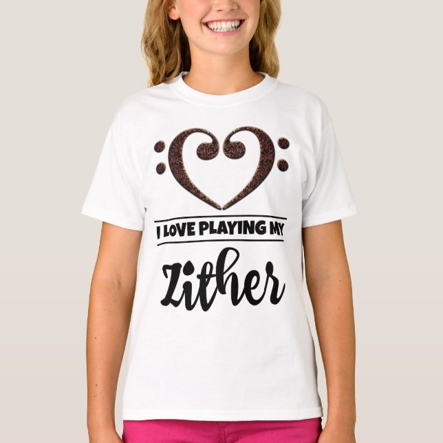 T-shirt Bass Clef Heart Love Jouer Zthare (Devant)