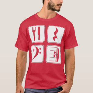 T-shirt Bass Clef Musique Manger Repos Jouer Répéter