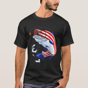 T-shirt Bass Fishing American Flag Fish Funny Fête des pèr