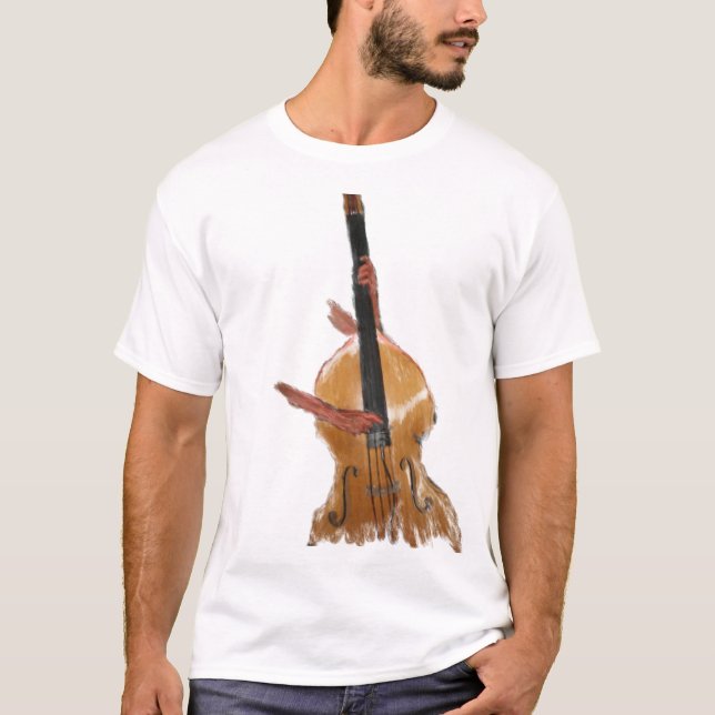 T-shirt Basse acoustique droite avec le musicien de mains (Devant)