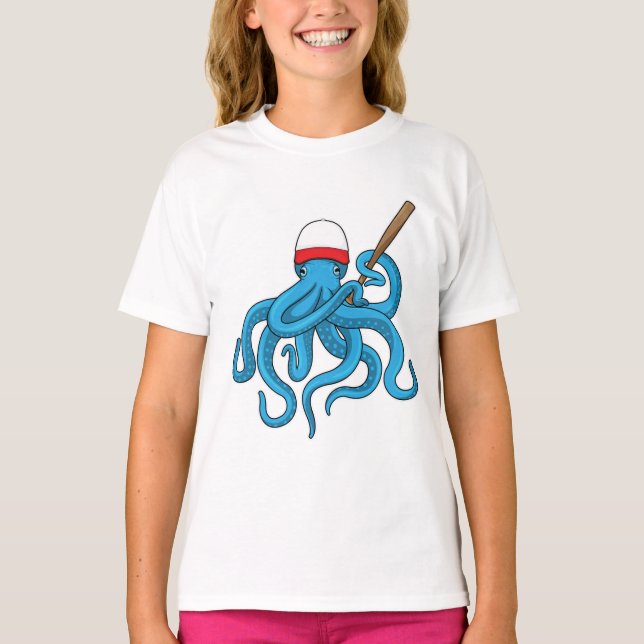 T-shirt Basse-balle de pieuvre Baseball (Devant)