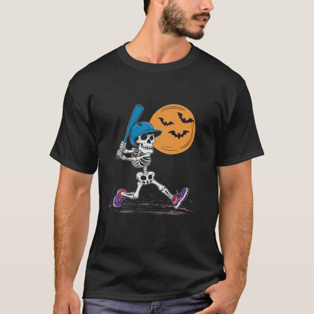 T-shirt Basse-Basse Halloween Éffrayant Catcher Pitcher ou (Devant)