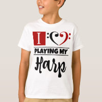 Basse Clef Coeur J'Aime Jouer Ma Harpe