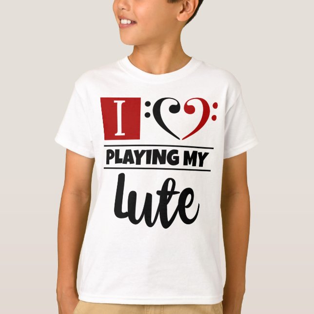 T-shirt Basse Clef Coeur J'Aime Jouer Ma Lute (Devant)