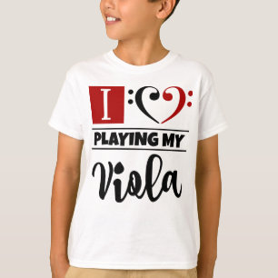 T-shirt Basse Clef Coeur J'Aime Jouer Mon Viola
