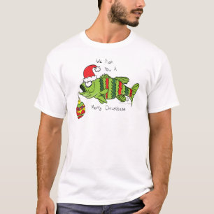 T-shirt Basse de Noël amusante Pêche Poisson Caricature