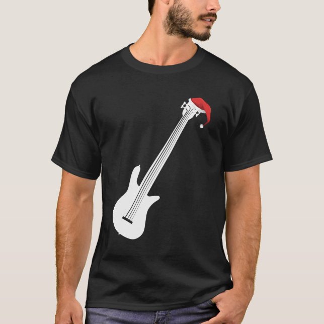 T-shirt Basse de Noël Guitare Chemise Père Noël Basse Guit (Devant)