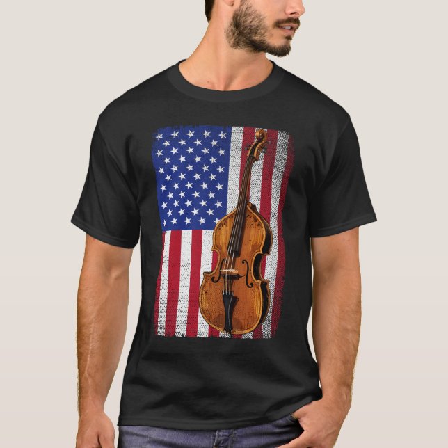 T-shirt Basse droite drapeau américain Patriotique Double  (Devant)