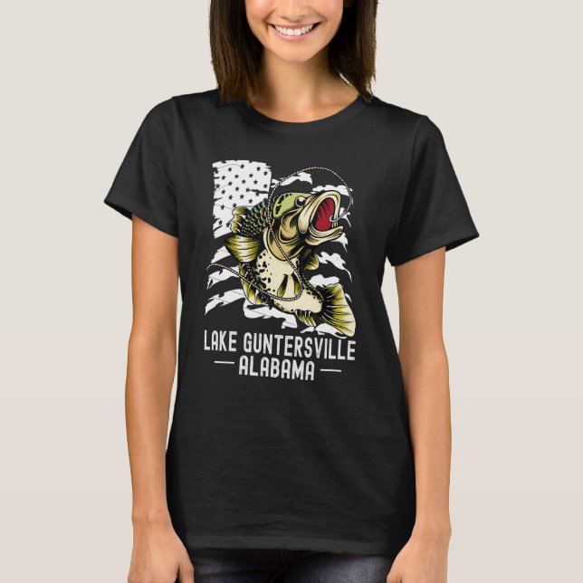 T-shirt Basse Jeu Pêche Sports Pêcheur Lac Guntersvil (Devant)