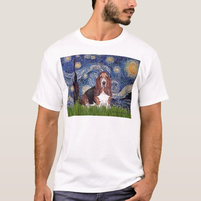 T-shirt Basset 1 - Nuit étoilée (Devant)