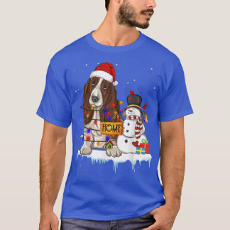 T-shirt basset hache chien Noël Snowman lumières de Noël P