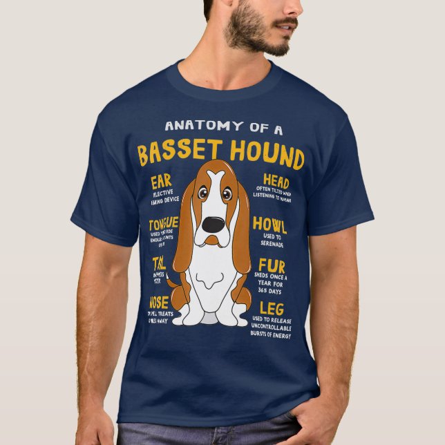 T-shirt Basset Hound Anatomie Funny Chien Maman Papa Migno (Devant)