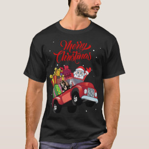 T-shirt Basset Hound Avec Le Père Noël Dans Le Chien De Ca