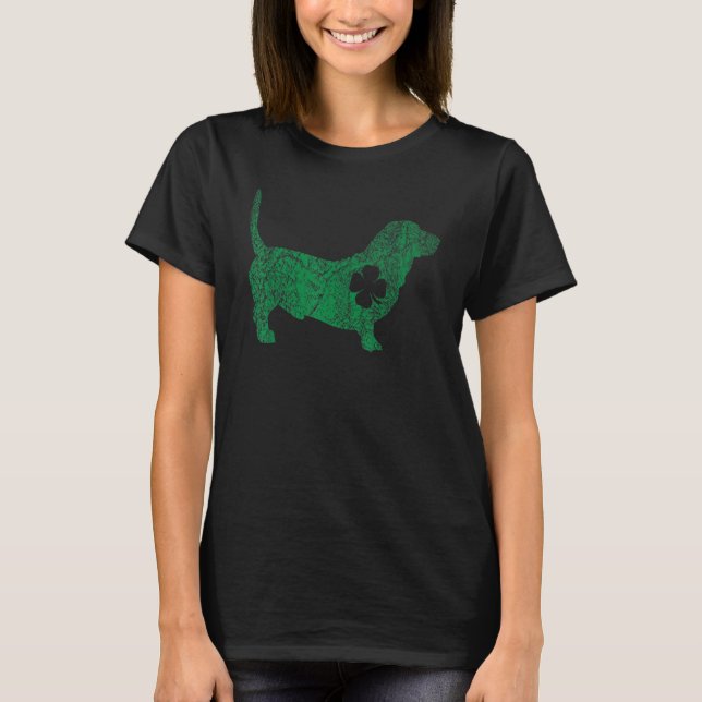 T-shirt Basset Hound Chien Shamrock St Patrick S Day Saint (Devant)