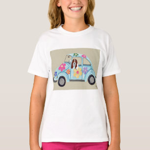T-shirt Basset Hound dans une voiture hippie