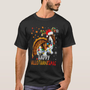 T-shirt Basset Hound Dog Hallothanksmas Famille Noël