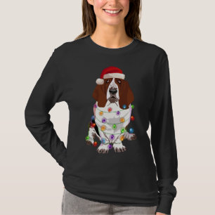 T-shirt Basset Hound Feux de Noël Xmas Amoureux des chiens