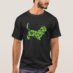 T-shirt Basset Hound Jour de la Saint Patrick Green Leopar