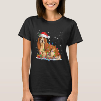 T-shirt Basset Hound Lumières de Noël Pyjama Xmas Chiens S