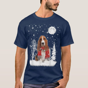 T-shirt Basset Hound sous le pyjama de Noël de neige au cl