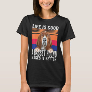 T-shirt Basset Hounds rend votre vie bonne vintage