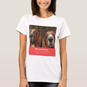 T-Shirt Basset Hounds Restez à la maison