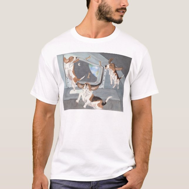 T-shirt Bassets sur la chemise de navette spatiale (Devant)
