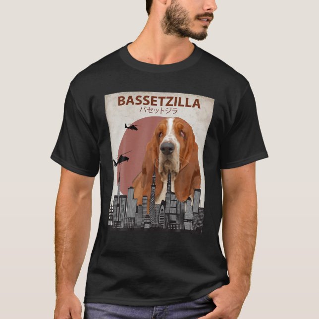 T-shirt Bassetzilla Funny Basset Hound T Shirt Don pour Do (Devant)
