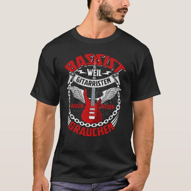 T-shirt Bassist Men's Bass Guitar Double Bass (Devant)