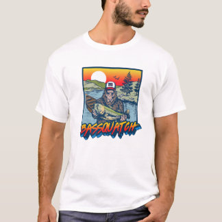 T-shirt Bassquatch ! Funny Bass Fishing Sasquatch Retro 80