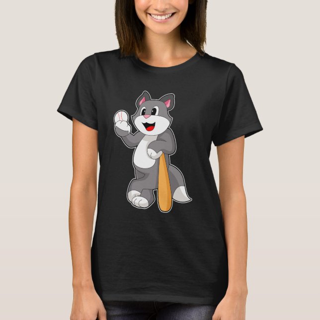 T-shirt Bataille de baseball de chat (Devant)