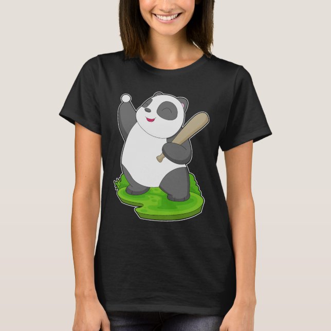 T-shirt Bataille de baseball de panda (Devant)