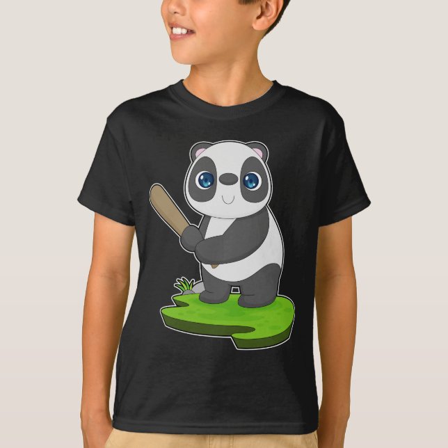 T-shirt Bataille de baseball de panda (Devant)